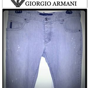 Giorgio Armani Gray Distressed Straight Leg Jeans